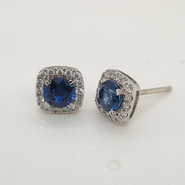 14kt White Gold Sapphire and Diamond Stud Earrings