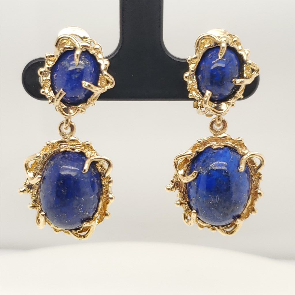 14kt Yellow Gold Lapis Earrings