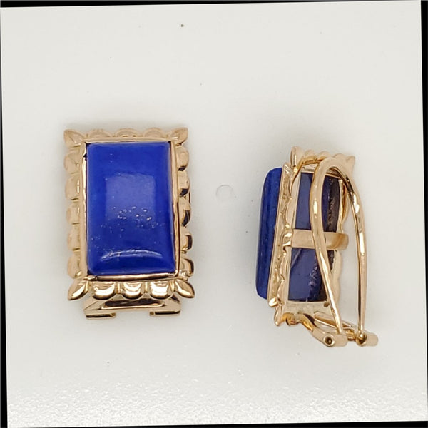 Vintage 14kt Yellow Gold Lapis Earrings