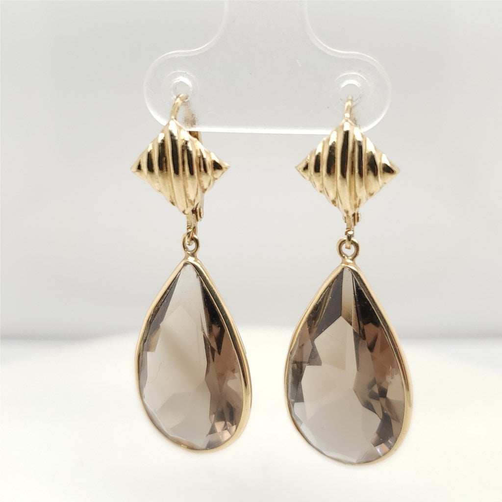 14kt Yellow Gold smokey Topaz Earrings