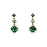 2.28 Ctw 14kt Yellow Gold Emerald And Diamond Clover Drop Earrings