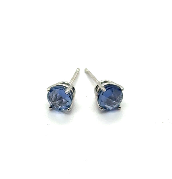 1.54 Cttw 14kt White Gold Sapphire Stud Earrings