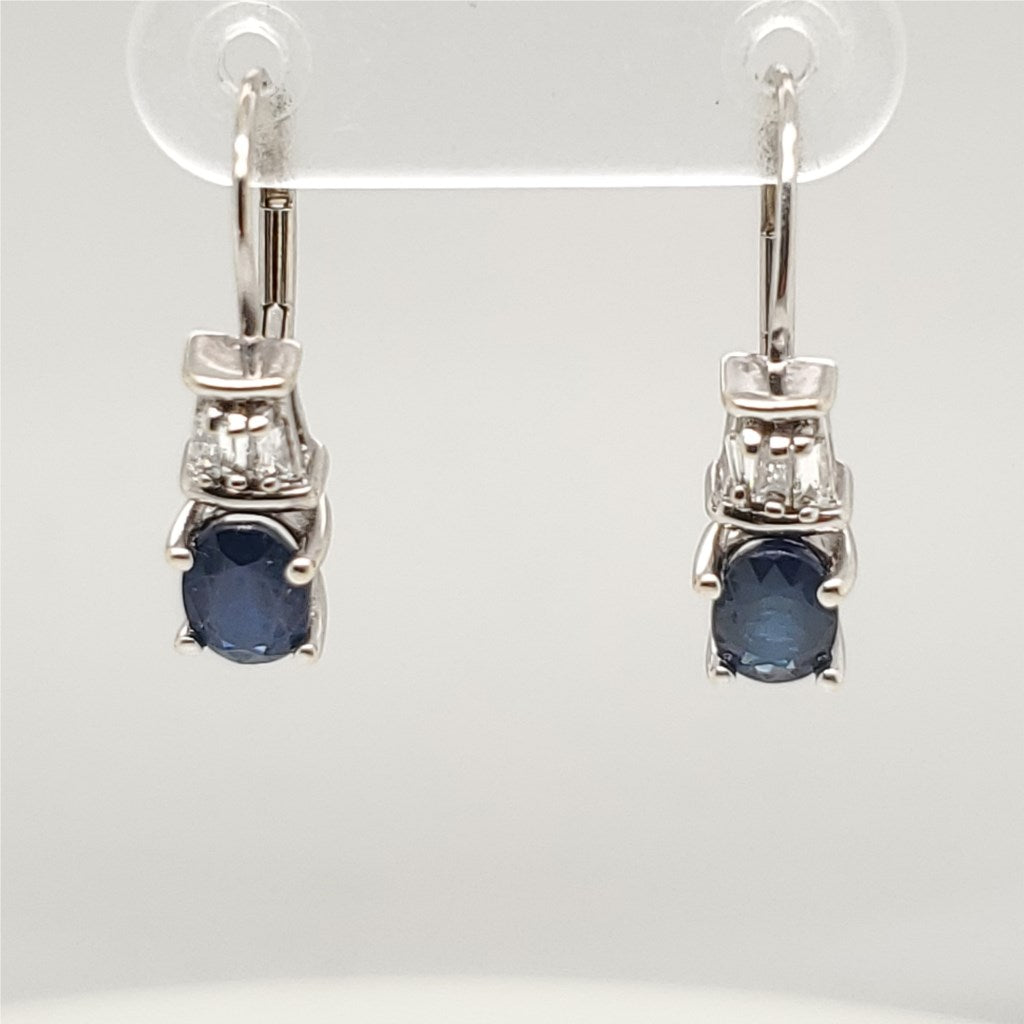 14kt White gold Sapphire and Diamond Earrings