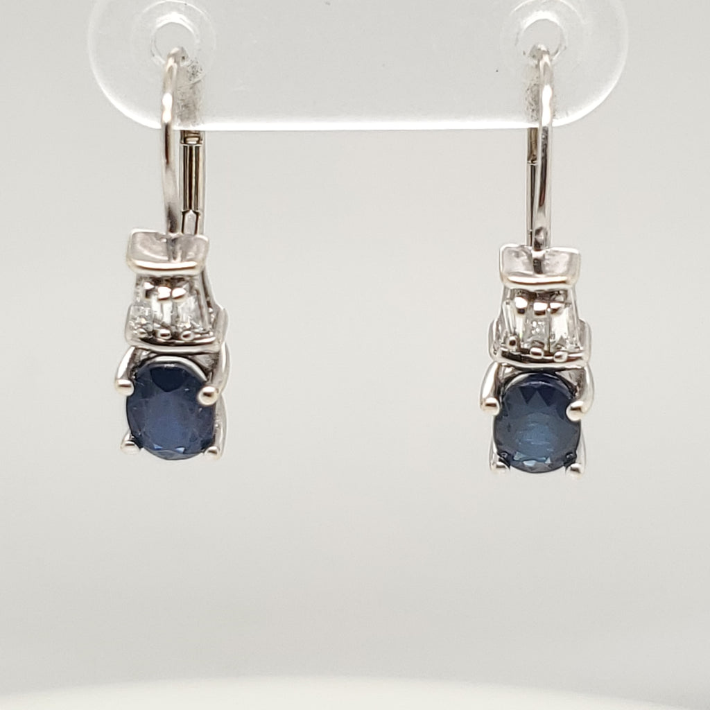 14kt White gold Sapphire and Diamond Earrings