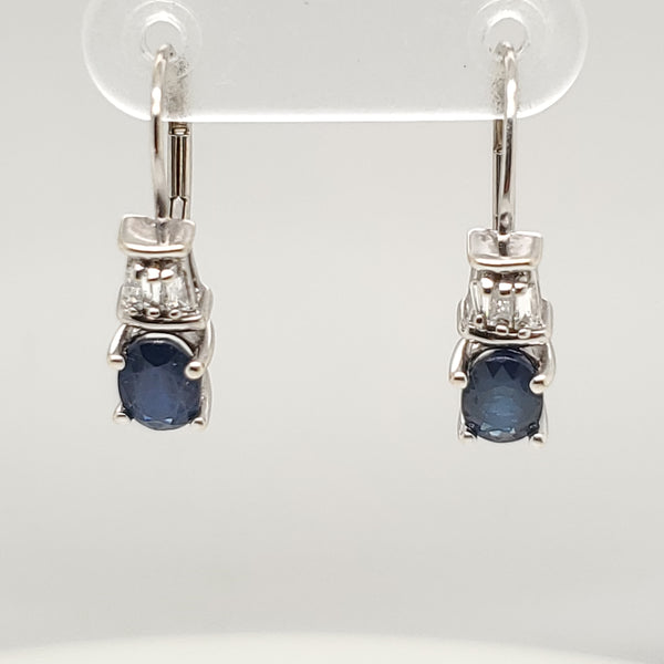 14kt White gold Sapphire and Diamond Earrings