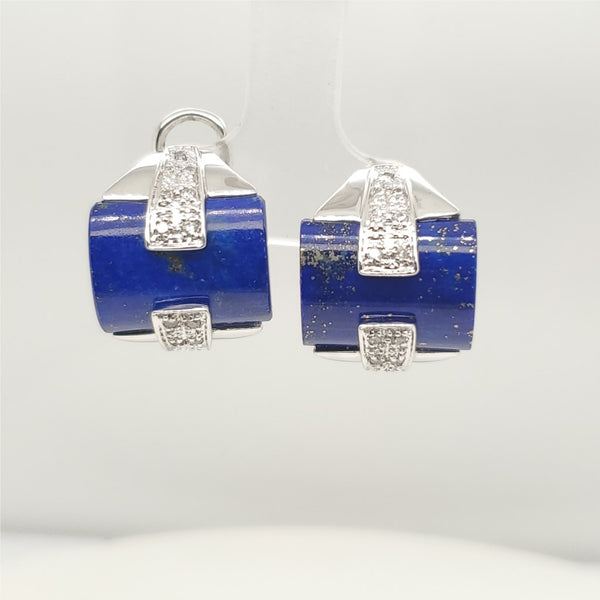 14kt White Gold Lapis and Diamond Earrings