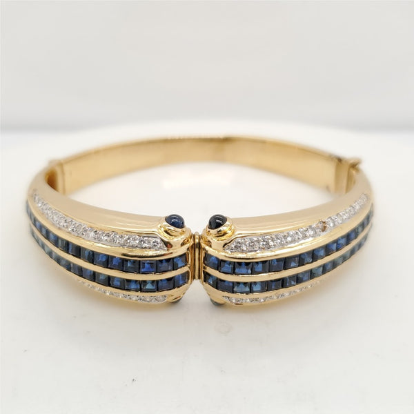 18kt Yellow Gold sapphire and Diamond Bangle Bracelet