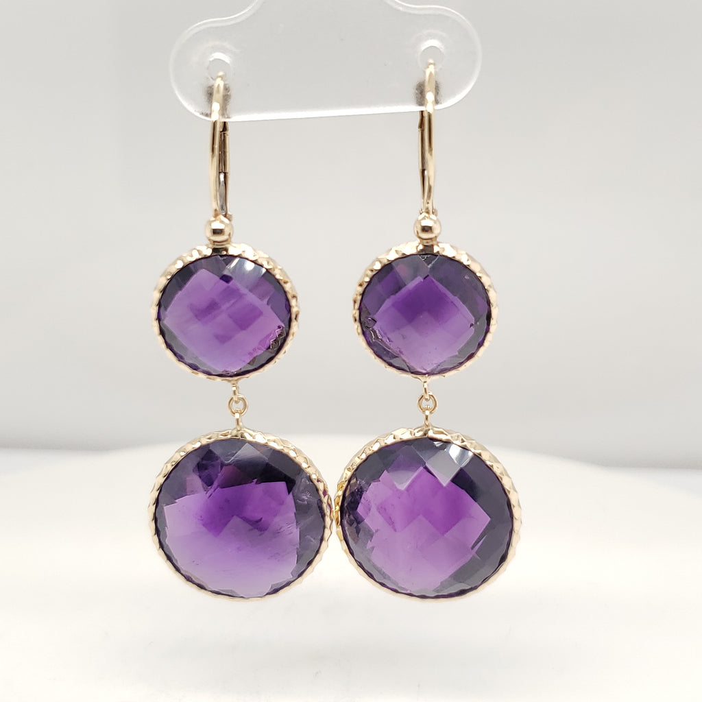 14kt Yellow Gold Amethyst Earrings