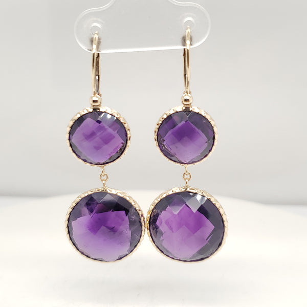 14kt Yellow Gold Amethyst Earrings