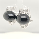14kt White Gold Onyx and Diamond Earrings