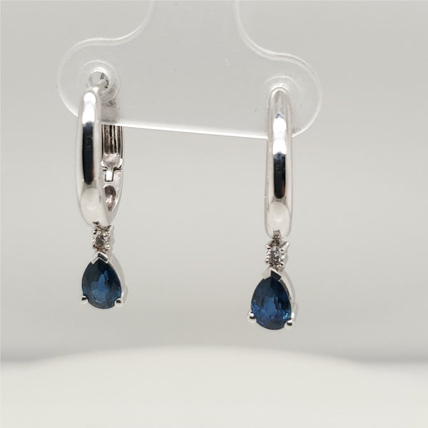 14kt White Gold Blue Sapphire and Diamond Earrings