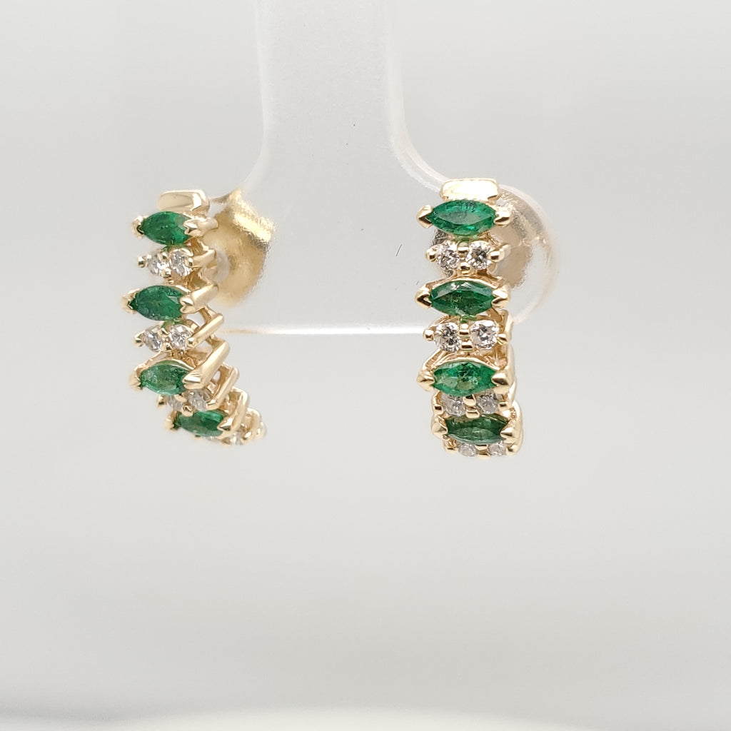 14kt Yellow Gold Emerald and Diamond Earrings