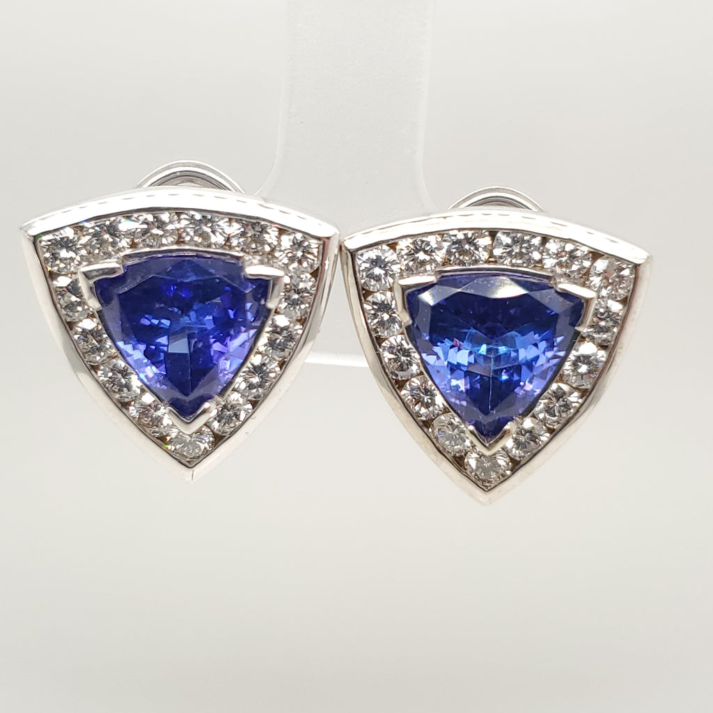 18kt White Gold Tanzanite and Diamond Earrings