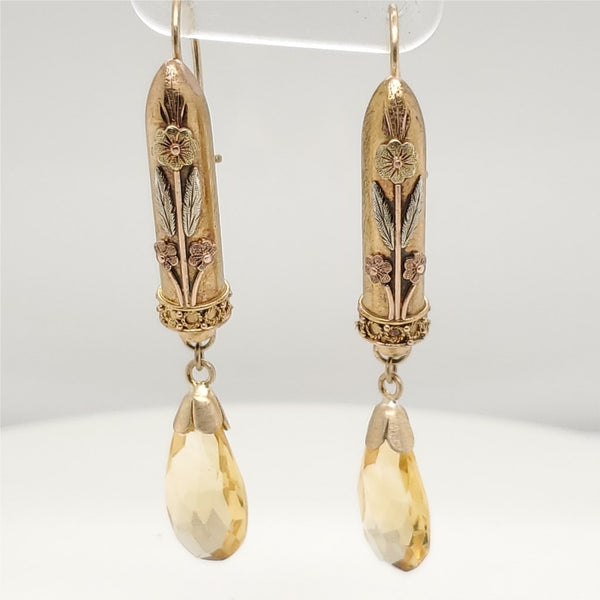 Antique Victorian 14kt Gold and Citrine Earrings