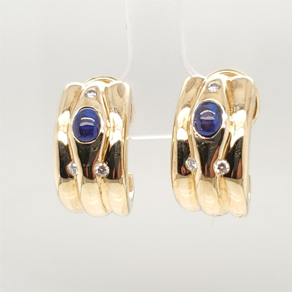 18Kt Yellow Gold Sapphire and Diamond Earrings
