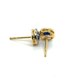 0.86 Cttw 14Kt Yellow Gold Sapphire And Diamond Stud Earrings