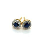 0.86 Cttw 14Kt Yellow Gold Sapphire And Diamond Stud Earrings