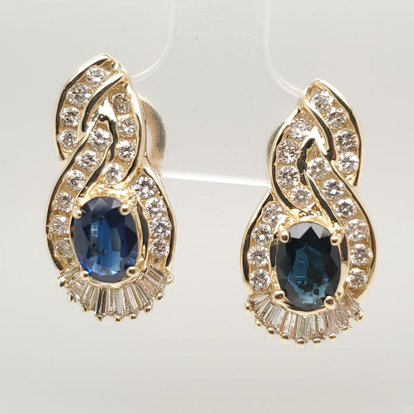14kt Yellow Gold Sapphire and Diamond Earrings