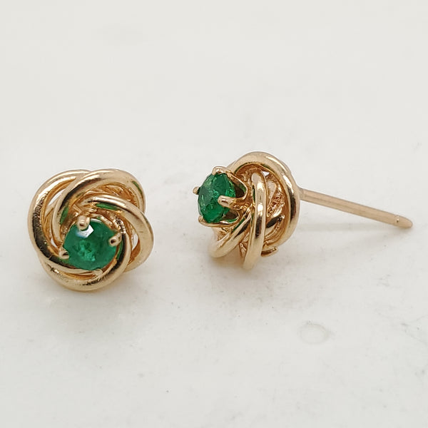 Pre-owned Tiffany & Co 14kt Yellow Gold and Emerald Earrings