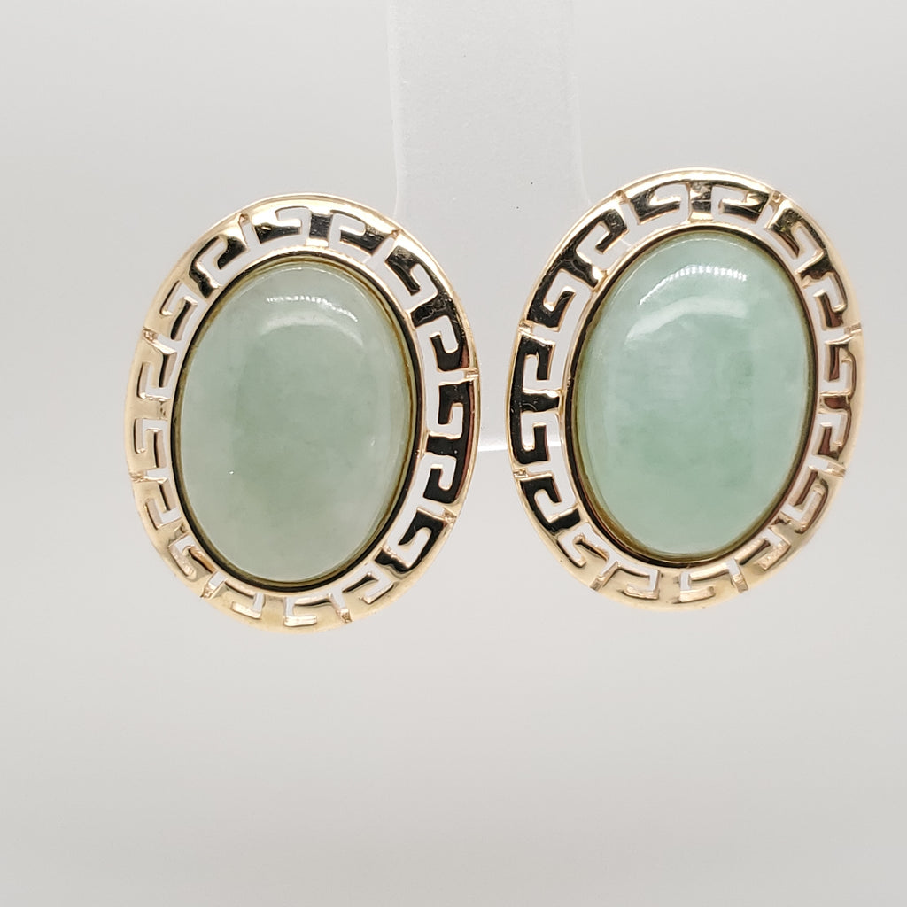 14kt Yellow Gold Jade Earrings