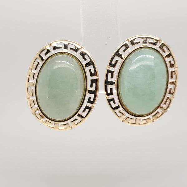 14kt Yellow Gold Jade Earrings