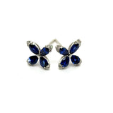 1.47 Ctw 14kt White Gold Floral ""X"" Pattern Sapphire And  Diamond Earrings