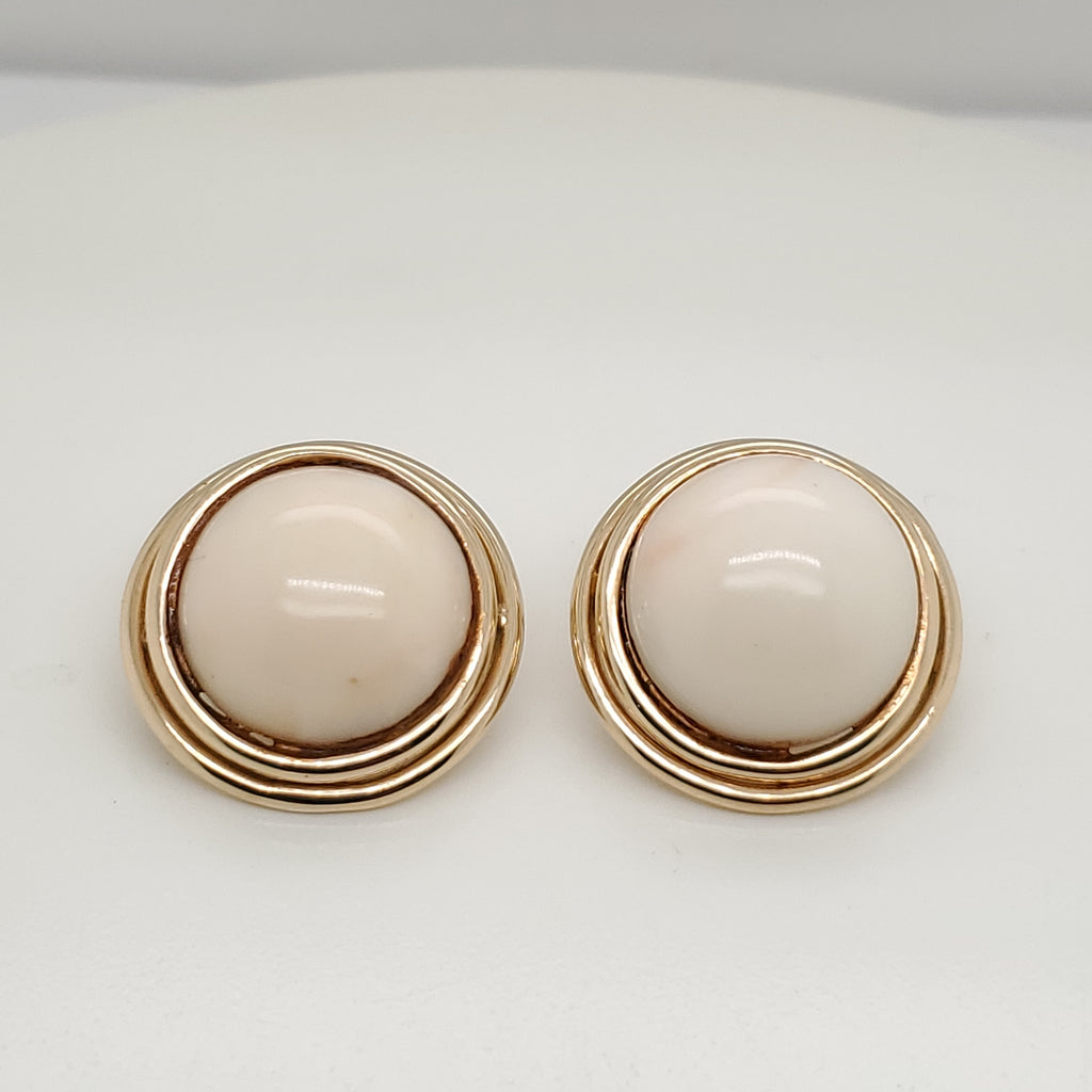 14kt Yellow Gold Angle Skin Coral Earrings