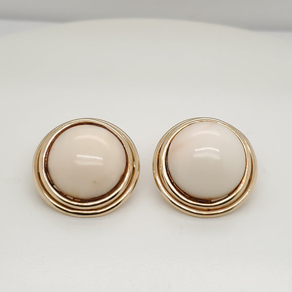 14kt Yellow Gold Angle Skin Coral Earrings