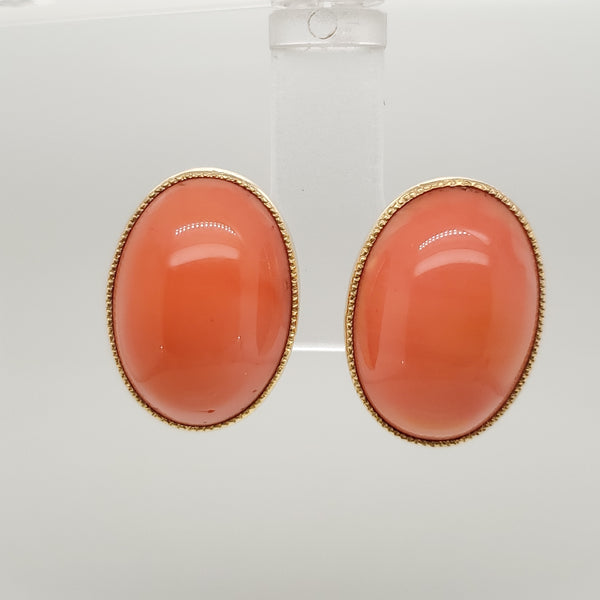 14Kt Yellow Gold Coral Earrings