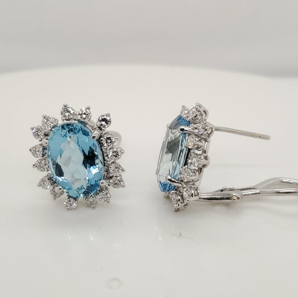 14kt White Gold Aquamarine and Diamond Earrings