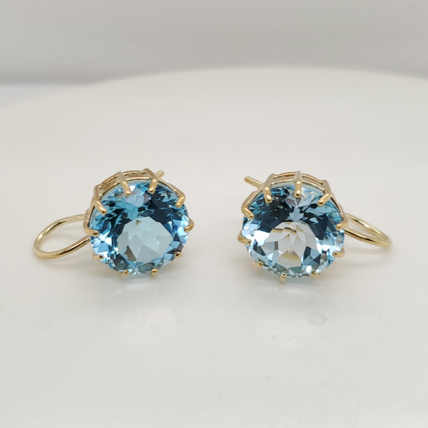 14kt Yellow Gold Swiss Blue Topaz Earrings