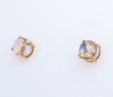 2.88ct Round Moonstone Cabochon Stud Earrings in 14K Yellow Gold