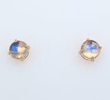 2.88ct Round Moonstone Cabochon Stud Earrings in 14K Yellow Gold