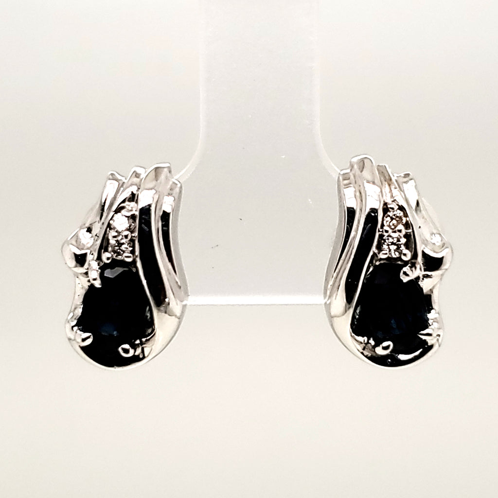 14kt White Gold Sapphire and Diamond Earrings