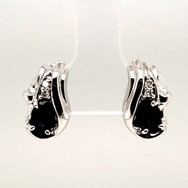 14kt White Gold Sapphire and Diamond Earrings