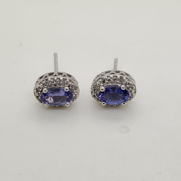 14kt White Gold Diamond & Tanzanite Earrings