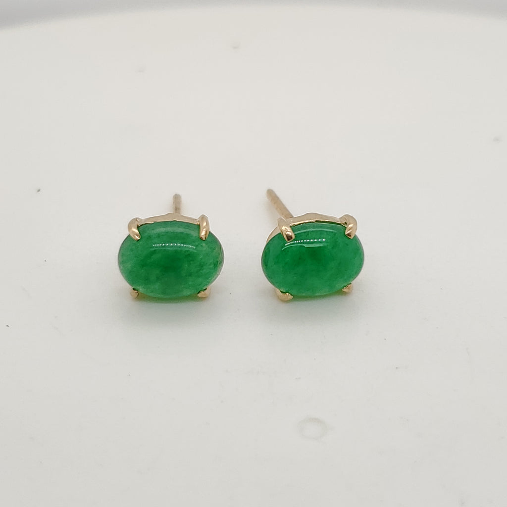 14kt Yellow Gold Jadeite Jade Stud Earrings
