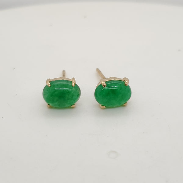 14kt Yellow Gold Jadeite Jade Stud Earrings