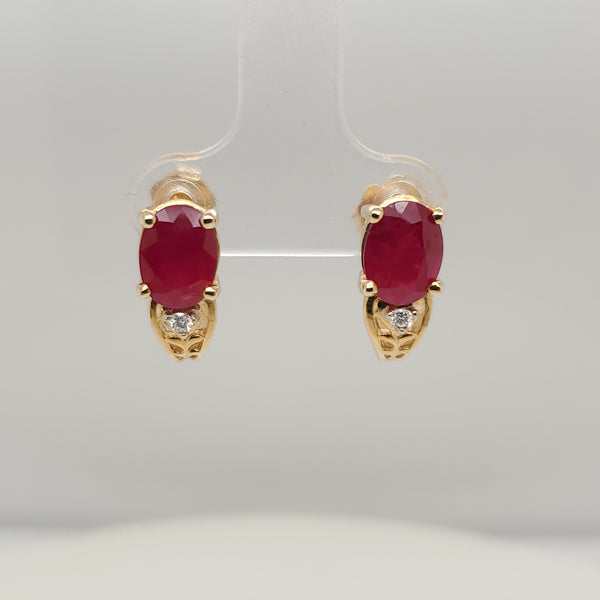 14kt Yellow Gold Ruby and Diamond Earrings