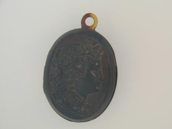 Victorian Carved Tortoise Shell Cameo Mourning Locket