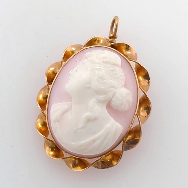 Estate Angel Skin Cameo Pendant