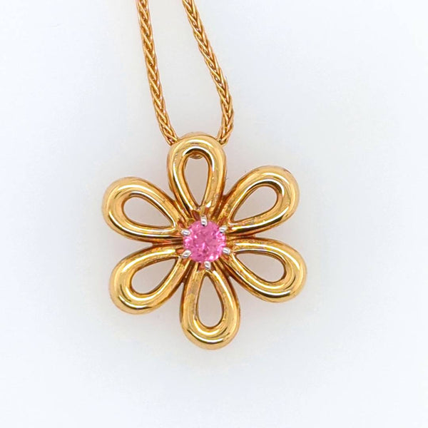 Jean Vitau 18Kt Flower And Pink Sapphire