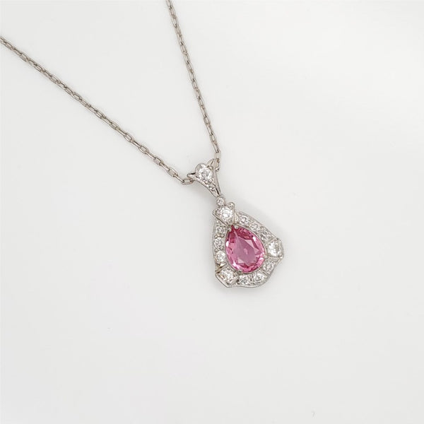 Levys Lineage Platinum Pink Sapphire And Diamond Pendant