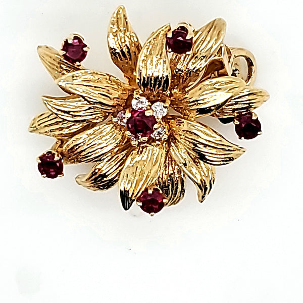 18kt yellow gold ruby and diamond pearl enhancer/gatherer
