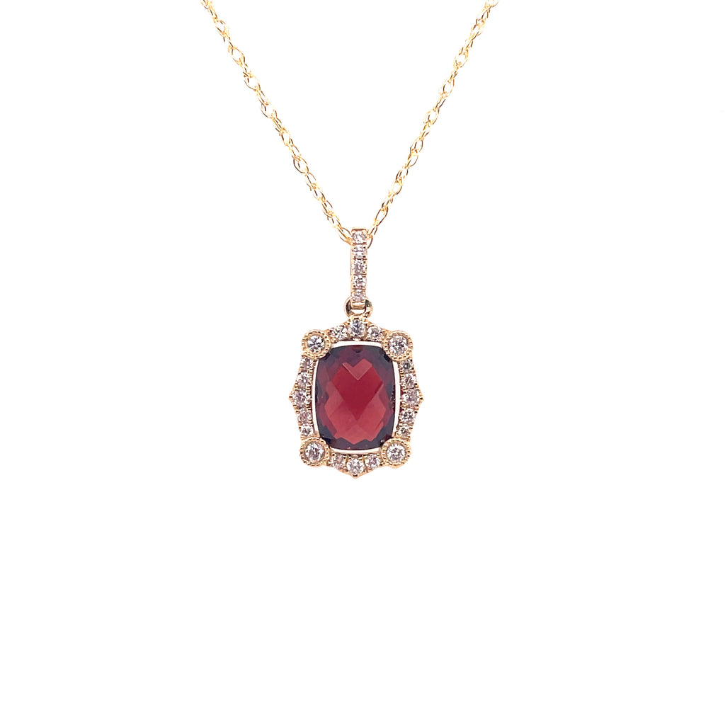 14kt Yellow Gold Garnet And Diamond Pendant