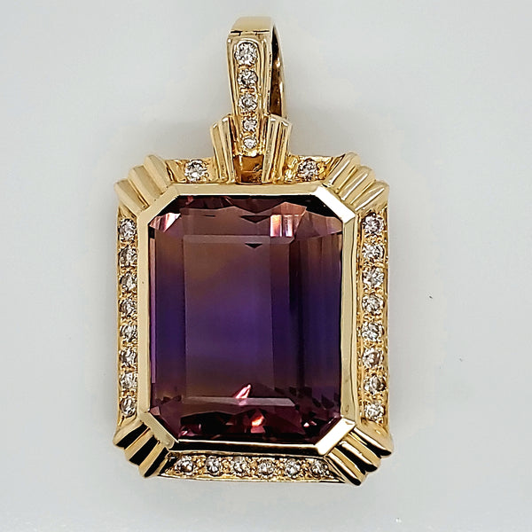 14kt Yellow Gold Ametrine and Diamond Pendant