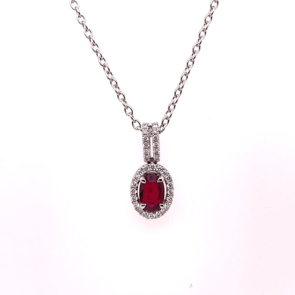 14kt White Gold Ruby And Diamond Pendant