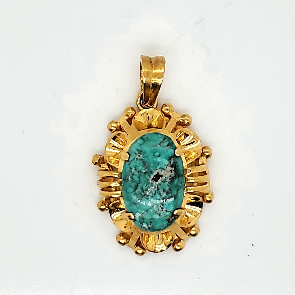 22kt Yellow Gold Turquoise Pendant