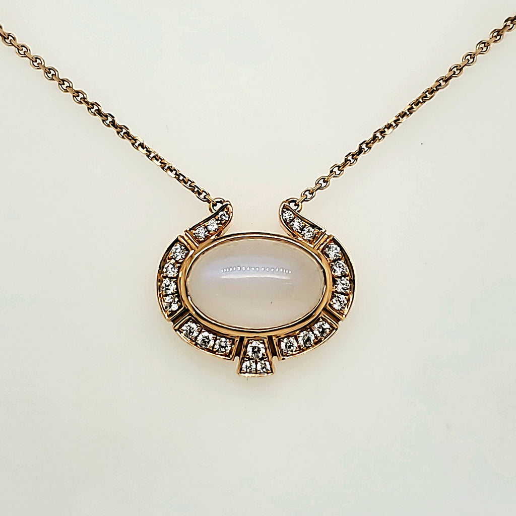 Boodles 18kt Rose Gold Moonstone and Diamond Necklace