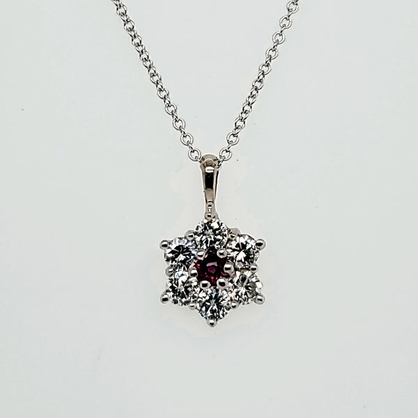 18kt White Gold Ruby and Diamond Pendant Necklace
